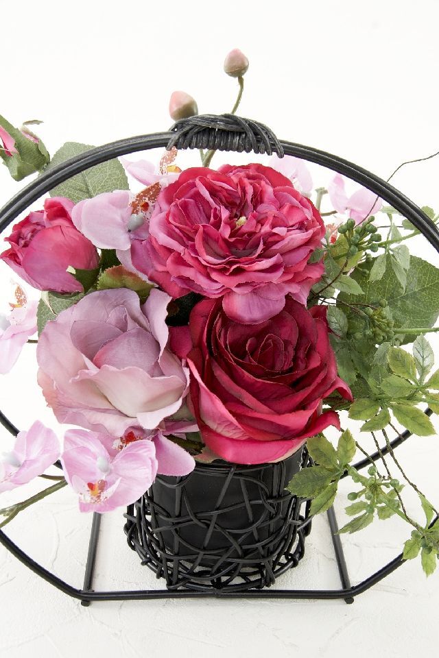 【アーティフィシャルフラワー・造花 和モダン・和風アレンジメント】ローズガーデンシリーズ｜Japanese style rose/薔薇