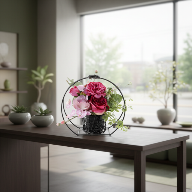 【アーティフィシャルフラワー・造花 和モダン・和風アレンジメント】ローズガーデンシリーズ｜Japanese style rose/薔薇