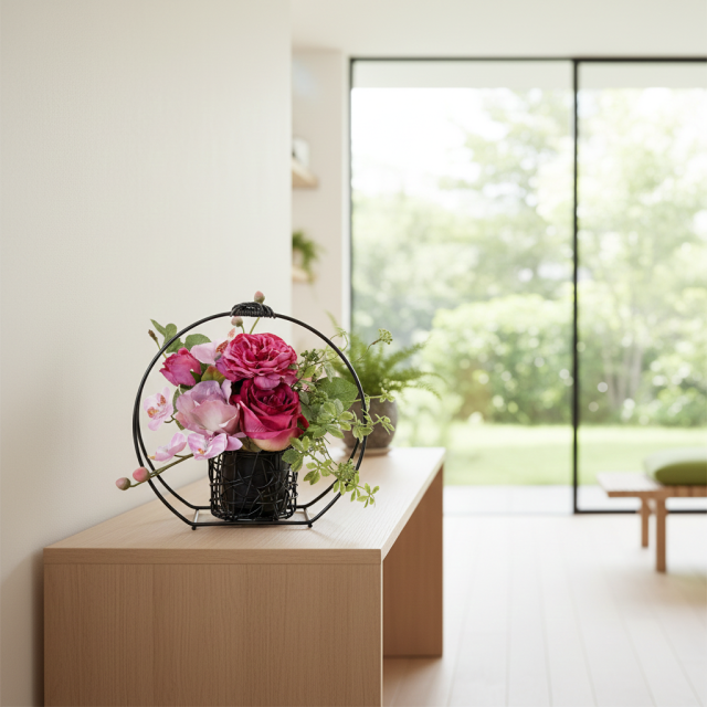 【アーティフィシャルフラワー・造花 和モダン・和風アレンジメント】ローズガーデンシリーズ｜Japanese style rose/薔薇