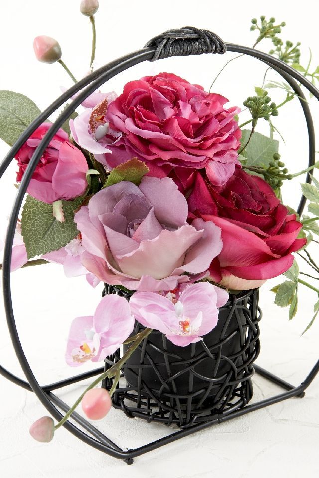 【アーティフィシャルフラワー・造花 和モダン・和風アレンジメント】ローズガーデンシリーズ｜Japanese style rose/薔薇