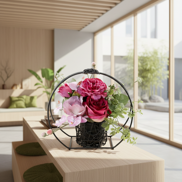 【アーティフィシャルフラワー・造花 和モダン・和風アレンジメント】ローズガーデンシリーズ｜Japanese style rose/薔薇