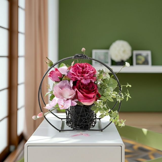 【アーティフィシャルフラワー・造花 和モダン・和風アレンジメント】ローズガーデンシリーズ｜Japanese style rose/薔薇