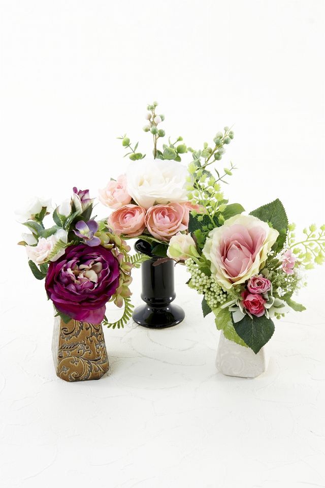 【アーティフィシャルフラワー・造花 お仏壇向け ミニ供花・1束タイプ】ローズガーデンシリーズ｜small funeral rose−E