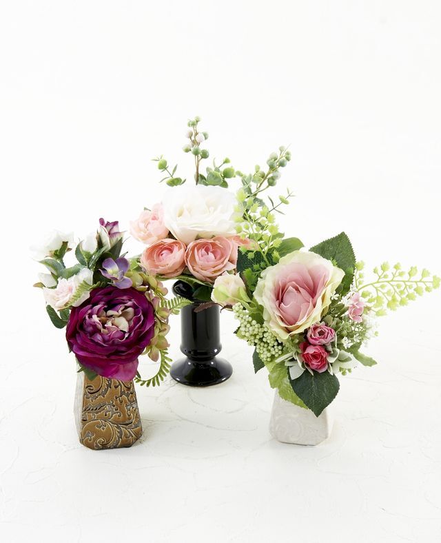 【アーティフィシャルフラワー・造花 お仏壇向け ミニ供花・1束タイプ】ローズガーデンシリーズ｜small funeral rose−F