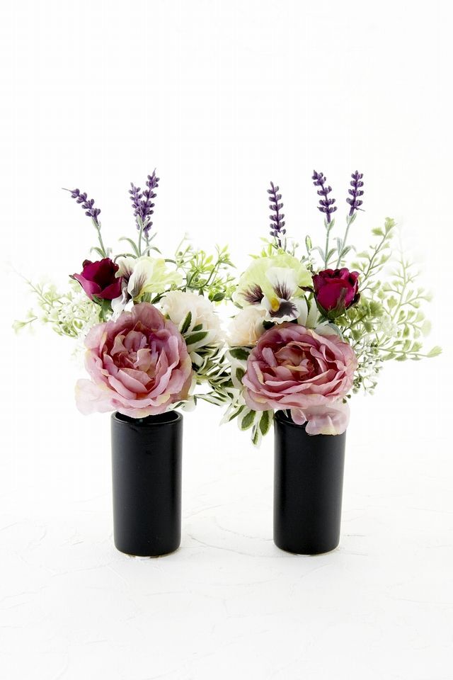 【アーティフィシャルフラワー・造花 お墓・お仏壇向け ミニ仏花・供花1対-左右2束セット】ローズガーデンシリーズ｜small funeral rose