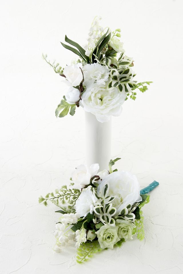 【アーティフィシャルフラワー・造花 お墓・お仏壇向け ミニ仏花・供花1対-左右2束セット】ローズガーデンシリーズ｜small funeral rose