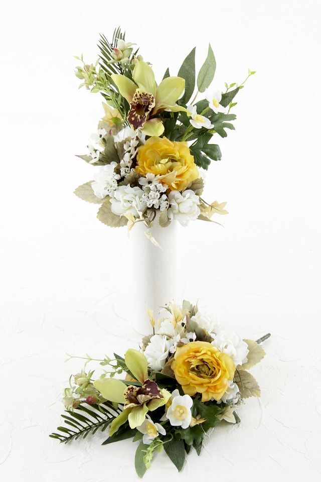 【アーティフィシャルフラワー・造花 お墓・お仏壇向け ミニ仏花・供花1対-左右2束セット】ローズガーデンシリーズ｜small funeral rose