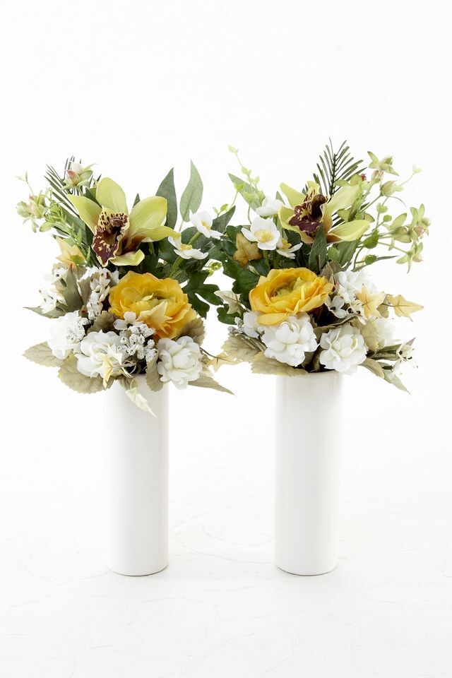 【アーティフィシャルフラワー・造花 お墓・お仏壇向け ミニ仏花・供花1対-左右2束セット】ローズガーデンシリーズ｜small funeral rose