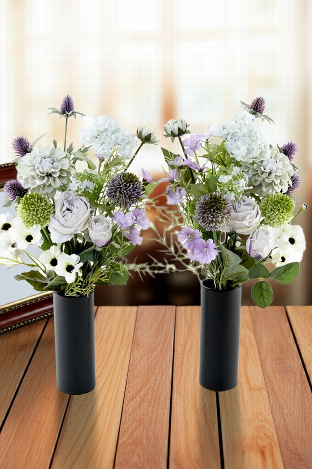 【アーティフィシャルフラワー・造花 お墓・お仏壇向け仏花・供花1対-左右2束セット】ローズガーデンシリーズ｜funeral rose-A