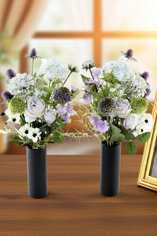 【アーティフィシャルフラワー・造花 お墓・お仏壇向け仏花・供花1対-左右2束セット】ローズガーデンシリーズ｜funeral rose-A