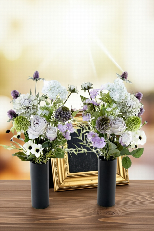 【アーティフィシャルフラワー・造花 お墓・お仏壇向け仏花・供花1対-左右2束セット】ローズガーデンシリーズ｜funeral rose-A