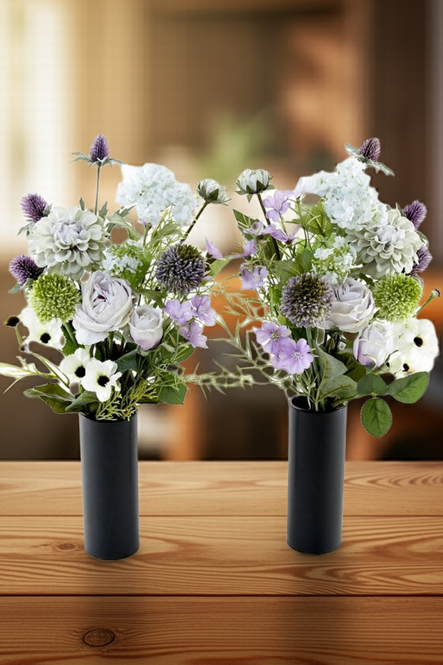 【アーティフィシャルフラワー・造花 お墓・お仏壇向け仏花・供花1対-左右2束セット】ローズガーデンシリーズ｜funeral rose-A