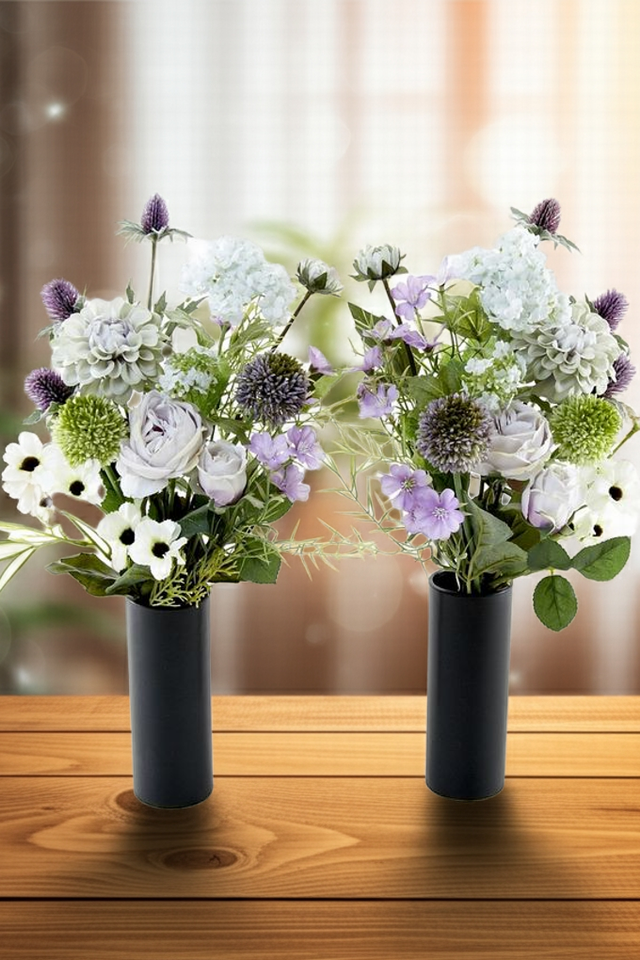 【アーティフィシャルフラワー・造花 お墓・お仏壇向け仏花・供花1対-左右2束セット】ローズガーデンシリーズ｜funeral rose-A