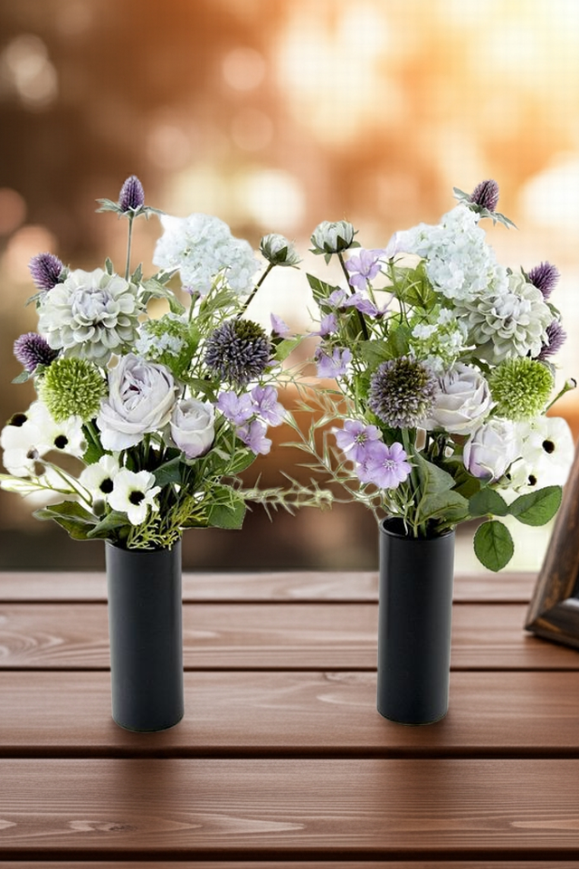 【アーティフィシャルフラワー・造花 お墓・お仏壇向け仏花・供花1対-左右2束セット】ローズガーデンシリーズ｜funeral rose-A