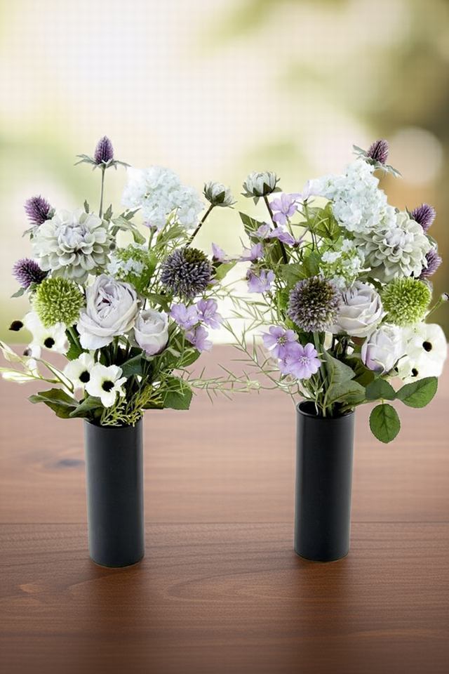 【アーティフィシャルフラワー・造花 お墓・お仏壇向け仏花・供花1対-左右2束セット】ローズガーデンシリーズ｜funeral rose-A