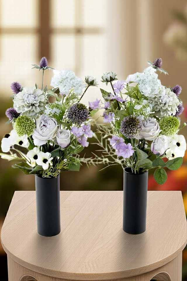 【アーティフィシャルフラワー・造花 お墓・お仏壇向け仏花・供花1対-左右2束セット】ローズガーデンシリーズ｜funeral rose-A