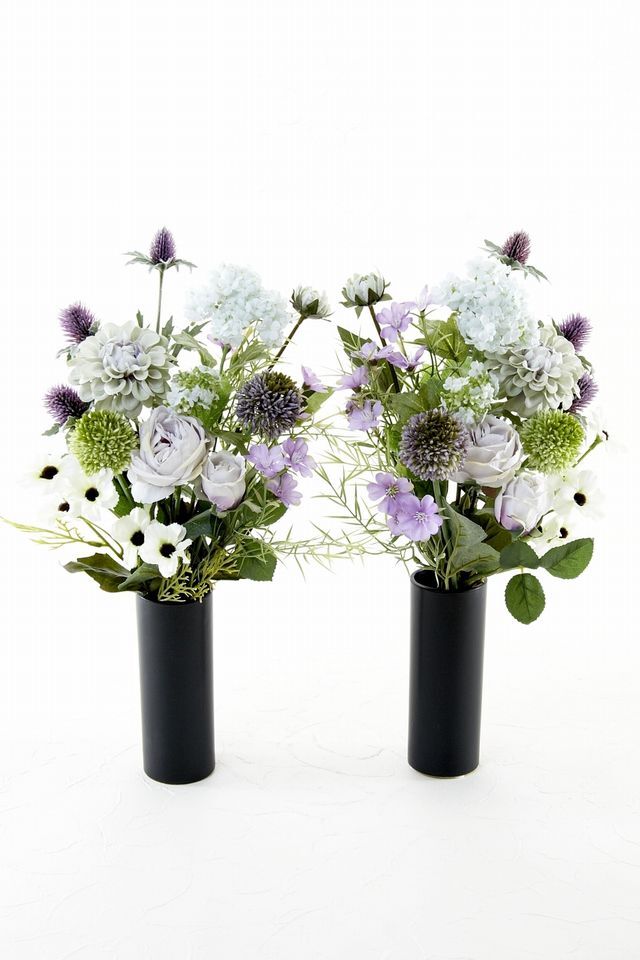 【アーティフィシャルフラワー・造花 お墓・お仏壇向け仏花・供花1対-左右2束セット】ローズガーデンシリーズ｜funeral rose-A