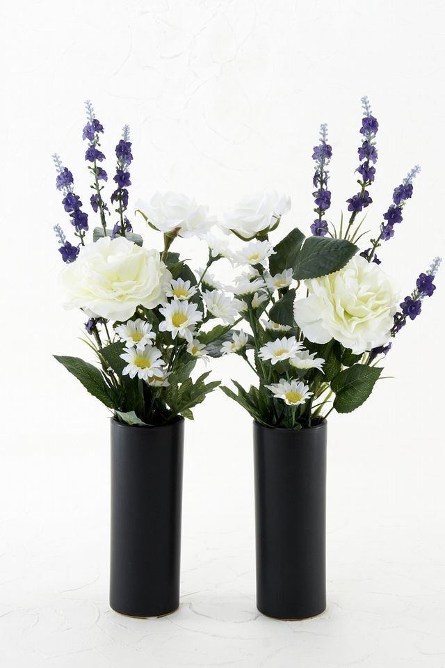 【アーティフィシャルフラワー・造花 お墓・お仏壇向け仏花・供花1対-左右2束セット】ローズガーデンシリーズ｜offering of roses-A