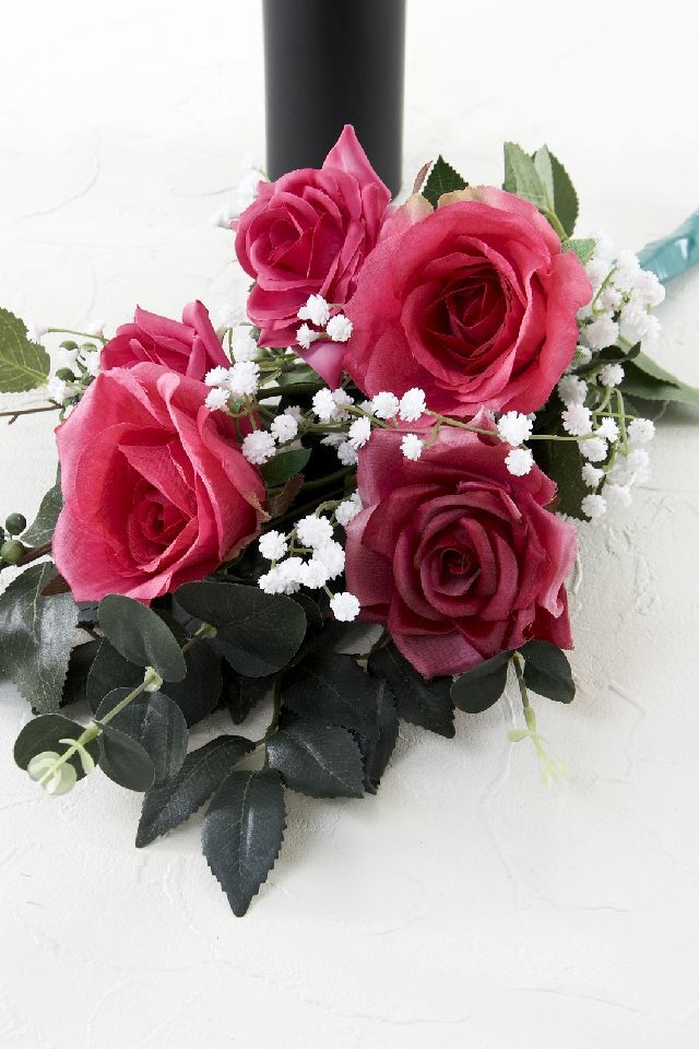 【アーティフィシャルフラワー・造花 お墓・お仏壇向け仏花・供花1対-左右2束セット】ローズガーデンシリーズ｜offering of roses-B