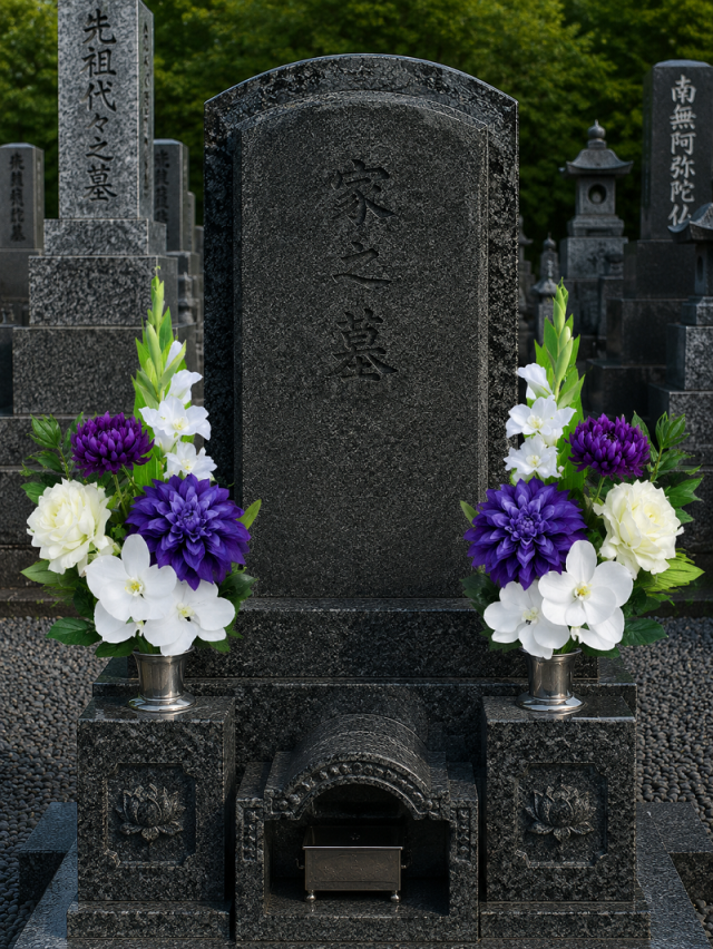 【アーティフィシャルフラワー・造花 お墓・お仏壇向け仏花・供花1対-左右2束セット】薔薇と蘭とダリアの洋風供花（左右１対セット）