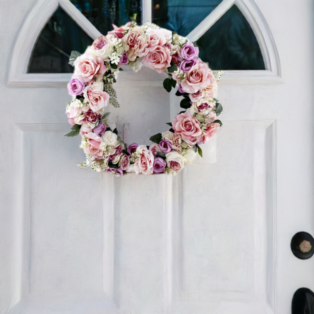 【造花 アーティフィシャルフラワー・アートフラワーのオリジナルリース】ローズガーデンシリーズ｜Rose wreath―A