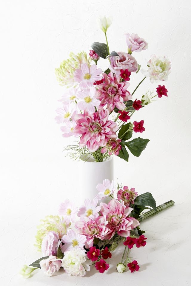 仏花 お花のみ 一対 白百合 仏花 お供え花 初盆 造花 百合 カトレア