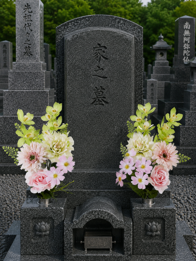 【造花・アーティフィシャルフラワー 仏花・供花】ガーベラとバラの洋花モダン墓花（左右１対セット）