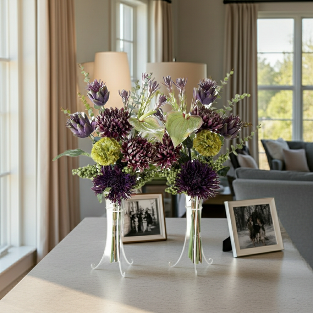 【造花・アーティフィシャルフラワー 仏花・供花】マムとアーティチョークの洋花モダン墓花（左右１対セット）