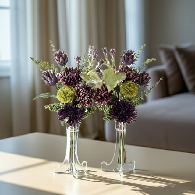 【造花・アーティフィシャルフラワー 仏花・供花】マムとアーティチョークの洋花モダン墓花（左右１対セット）