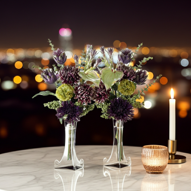 【造花・アーティフィシャルフラワー 仏花・供花】マムとアーティチョークの洋花モダン墓花（左右１対セット）