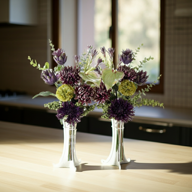 【造花・アーティフィシャルフラワー 仏花・供花】マムとアーティチョークの洋花モダン墓花（左右１対セット）