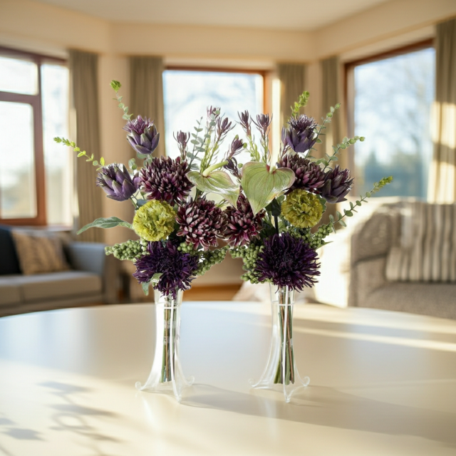 【造花・アーティフィシャルフラワー 仏花・供花】マムとアーティチョークの洋花モダン墓花（左右１対セット）