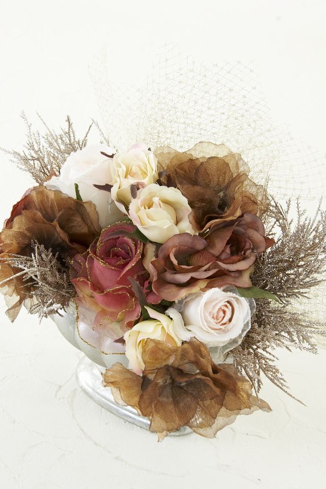 【造花・アーティフィシャルフラワー・インテリアアレンジメント】mocha maroon rose