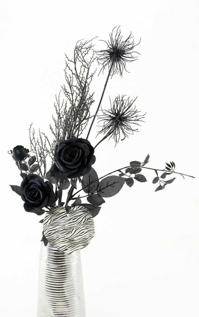 【アーティフィシャルフラワー インテリアブーケアレンジ】ローズガーデンシリーズ｜バンドルアレンジメント Black Rose