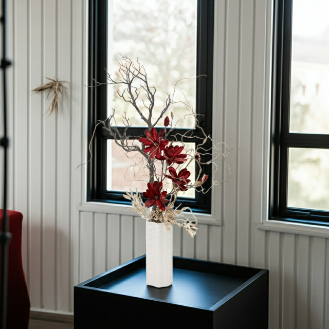 【プレミアムアレンジメント 高級造花・アートフラワー・アーティフィシャルフラワー・インテリアフラワー】Gleaming deep red