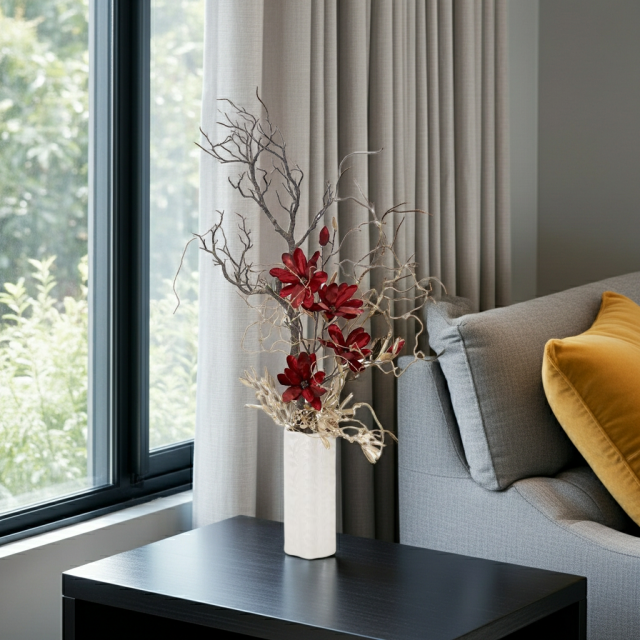 【プレミアムアレンジメント 高級造花・アートフラワー・アーティフィシャルフラワー・インテリアフラワー】Gleaming deep red