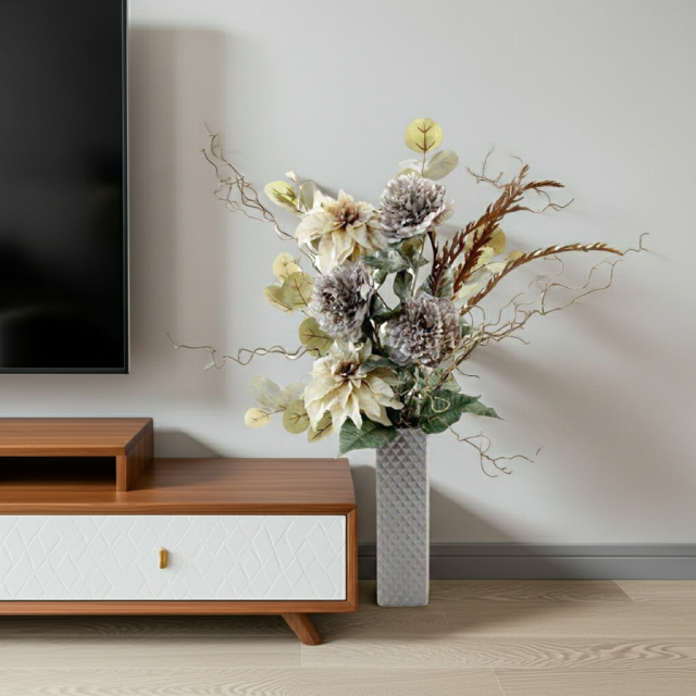 フラワーアレンジメント　造花 取手を付けてバスケットアレンジをつくりました🧺 作り方はYouTubeに