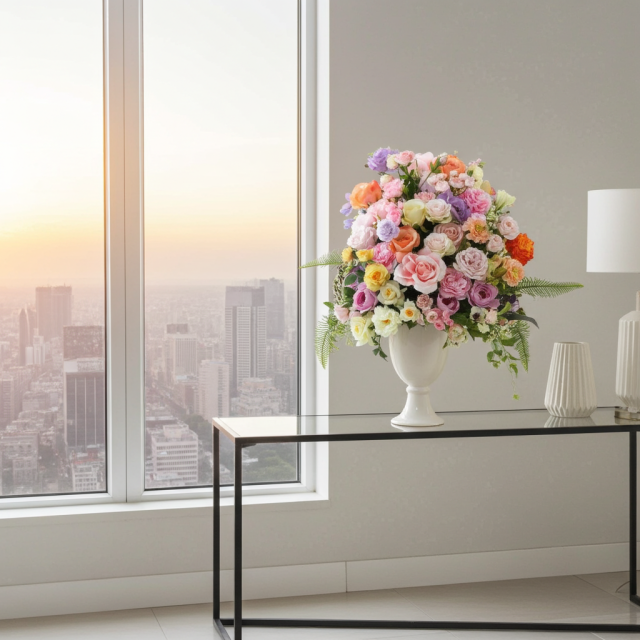 【プレミアムコレクション 造花・アーティフィシャルフラワーアレンジメント】ローズガーデンシリーズ｜プリンセス オブ パステル