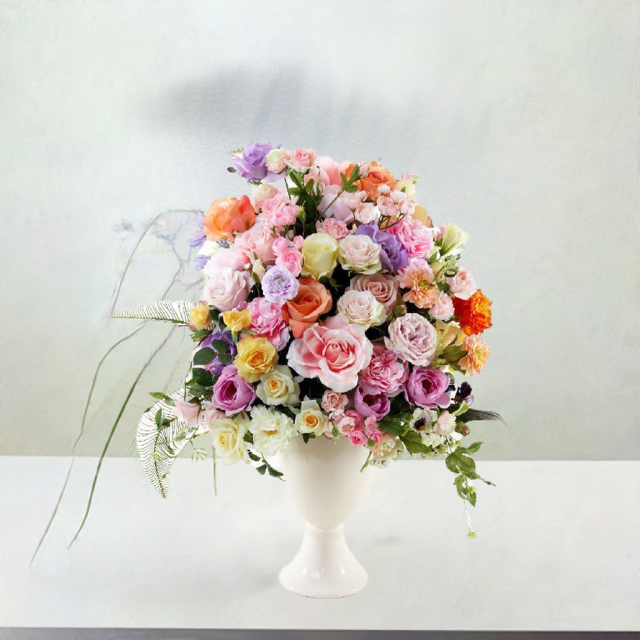 【プレミアムコレクション 造花・アーティフィシャルフラワーアレンジメント】ローズガーデンシリーズ｜プリンセス オブ パステル