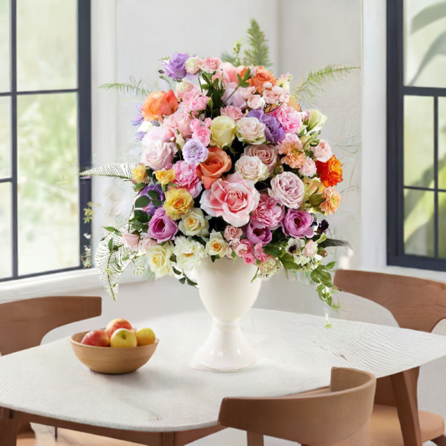 【プレミアムコレクション 造花・アーティフィシャルフラワーアレンジメント】ローズガーデンシリーズ｜プリンセス オブ パステル