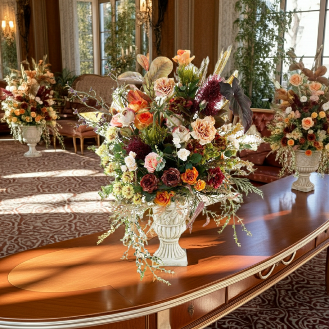 【プレミアムコレクション 造花・アーティフィシャルフラワーアレンジメント】ローズガーデンシリーズ｜ネイティブ アンバー