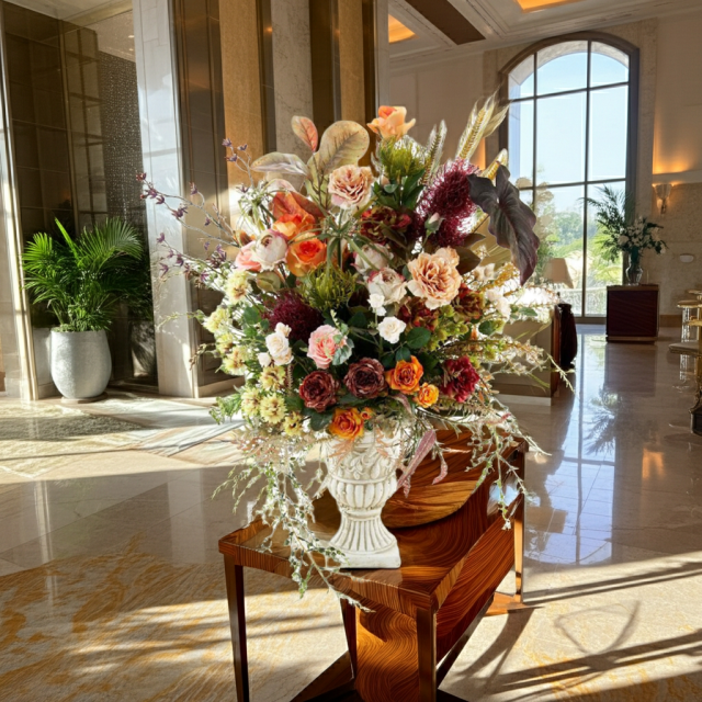 【プレミアムコレクション 造花・アーティフィシャルフラワーアレンジメント】ローズガーデンシリーズ｜ネイティブ アンバー