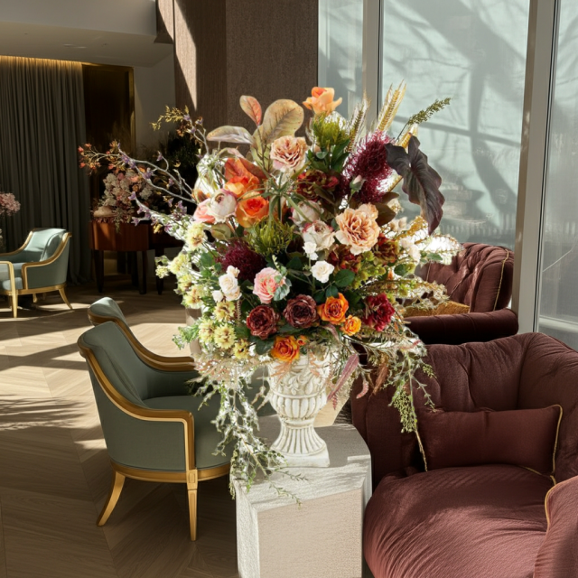 【プレミアムコレクション 造花・アーティフィシャルフラワーアレンジメント】ローズガーデンシリーズ｜ネイティブ アンバー