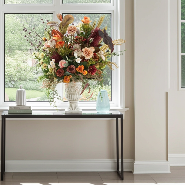 【プレミアムコレクション 造花・アーティフィシャルフラワーアレンジメント】ローズガーデンシリーズ｜ネイティブ アンバー