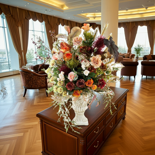 【プレミアムコレクション 造花・アーティフィシャルフラワーアレンジメント】ローズガーデンシリーズ｜ネイティブ アンバー