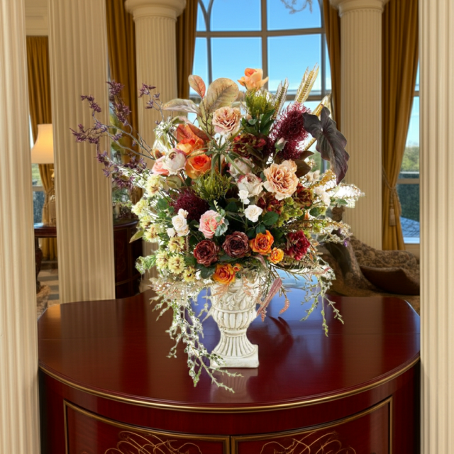 【プレミアムコレクション 造花・アーティフィシャルフラワーアレンジメント】ローズガーデンシリーズ｜ネイティブ アンバー