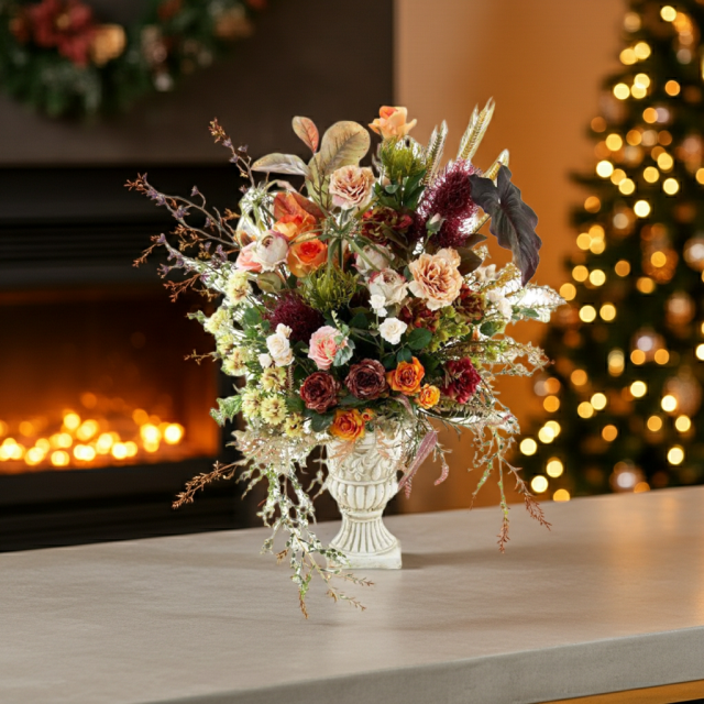 【プレミアムコレクション 造花・アーティフィシャルフラワーアレンジメント】ローズガーデンシリーズ｜ネイティブ アンバー