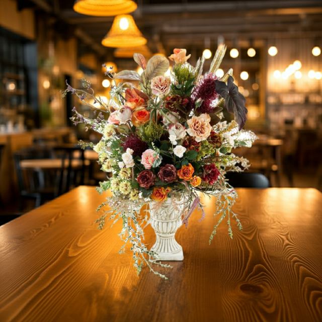 【プレミアムコレクション 造花・アーティフィシャルフラワーアレンジメント】ローズガーデンシリーズ｜ネイティブ アンバー