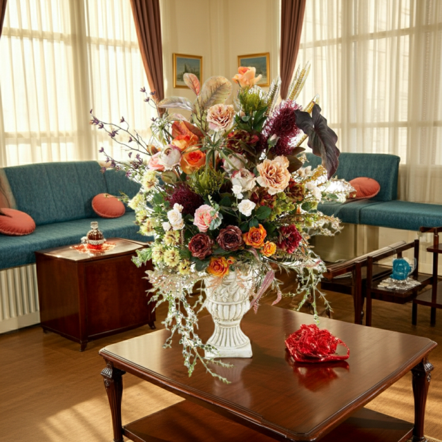 【プレミアムコレクション 造花・アーティフィシャルフラワーアレンジメント】ローズガーデンシリーズ｜ネイティブ アンバー