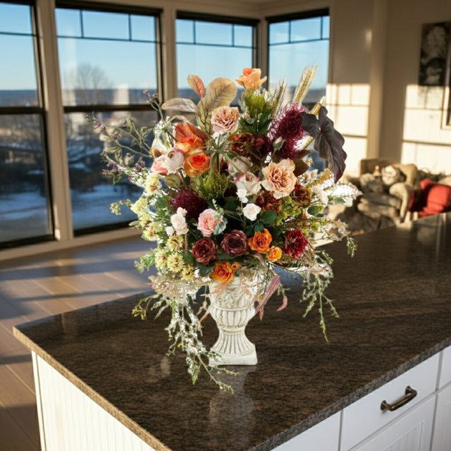 【プレミアムコレクション 造花・アーティフィシャルフラワーアレンジメント】ローズガーデンシリーズ｜ネイティブ アンバー